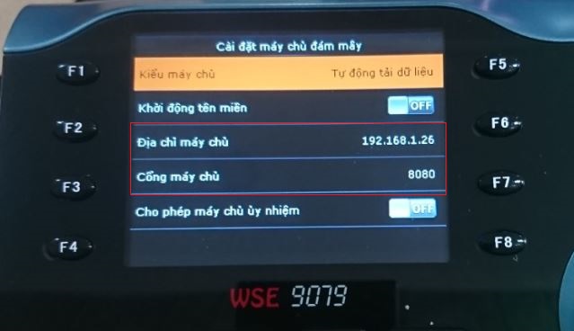 Màn hình nhập địa chỉ IP máy chủ