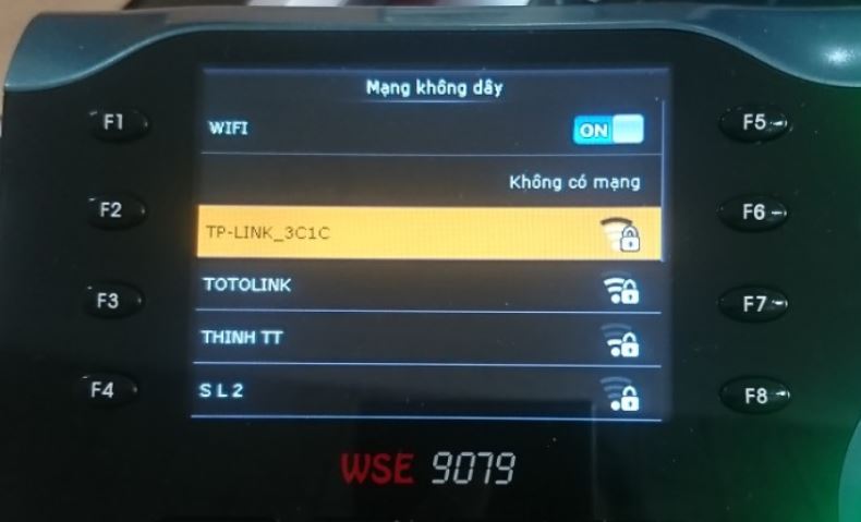 Danh sách mạng Wifi hiển thị trên máy chấm công