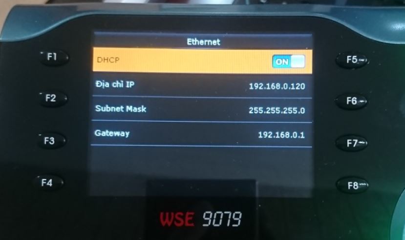 Màn hình cài đặt địa chỉ IP cho máy chấm công