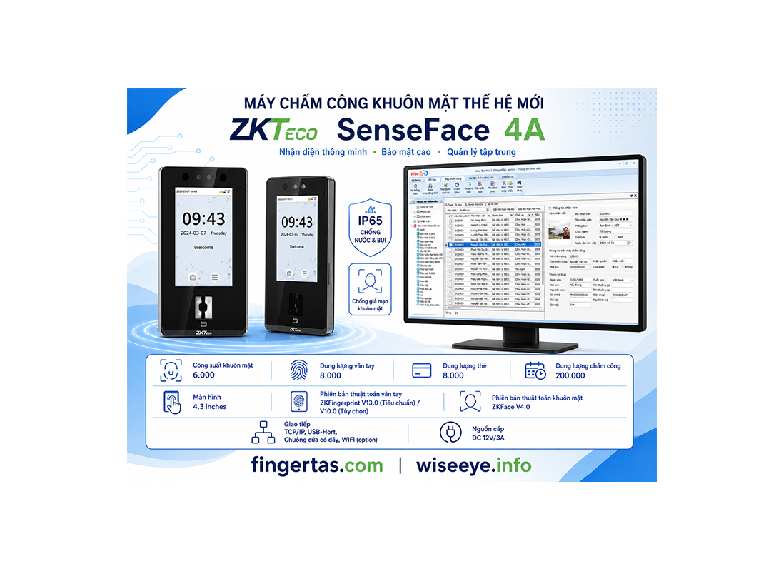 Máy Chấm Công Bằng Khuôn Mặt ZKTECO SenseFace 4A Máy Chấm Công Bằng Khuôn Mặt ZKTECO SenseFace 4A