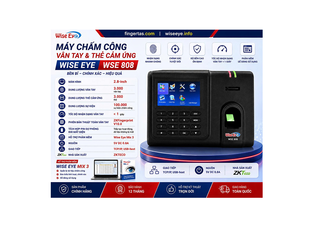 Máy chấm công Wise Eye WSE-808 Máy chấm công Wise Eye WSE-808